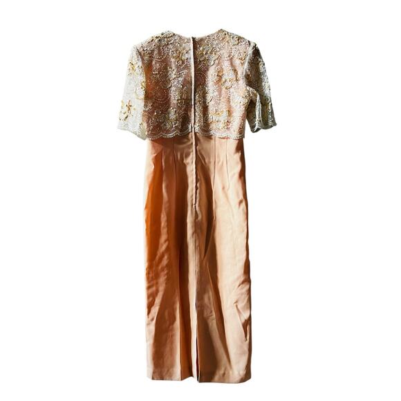 Vintage Donna Morgan Lace Overlay Short Sleeve Maxi Dress Size 4 - Picture 2 of 7